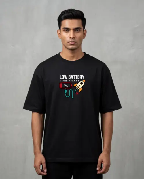 Battery low final Low Battery High Dreams - Heavyweight Oversized Tee