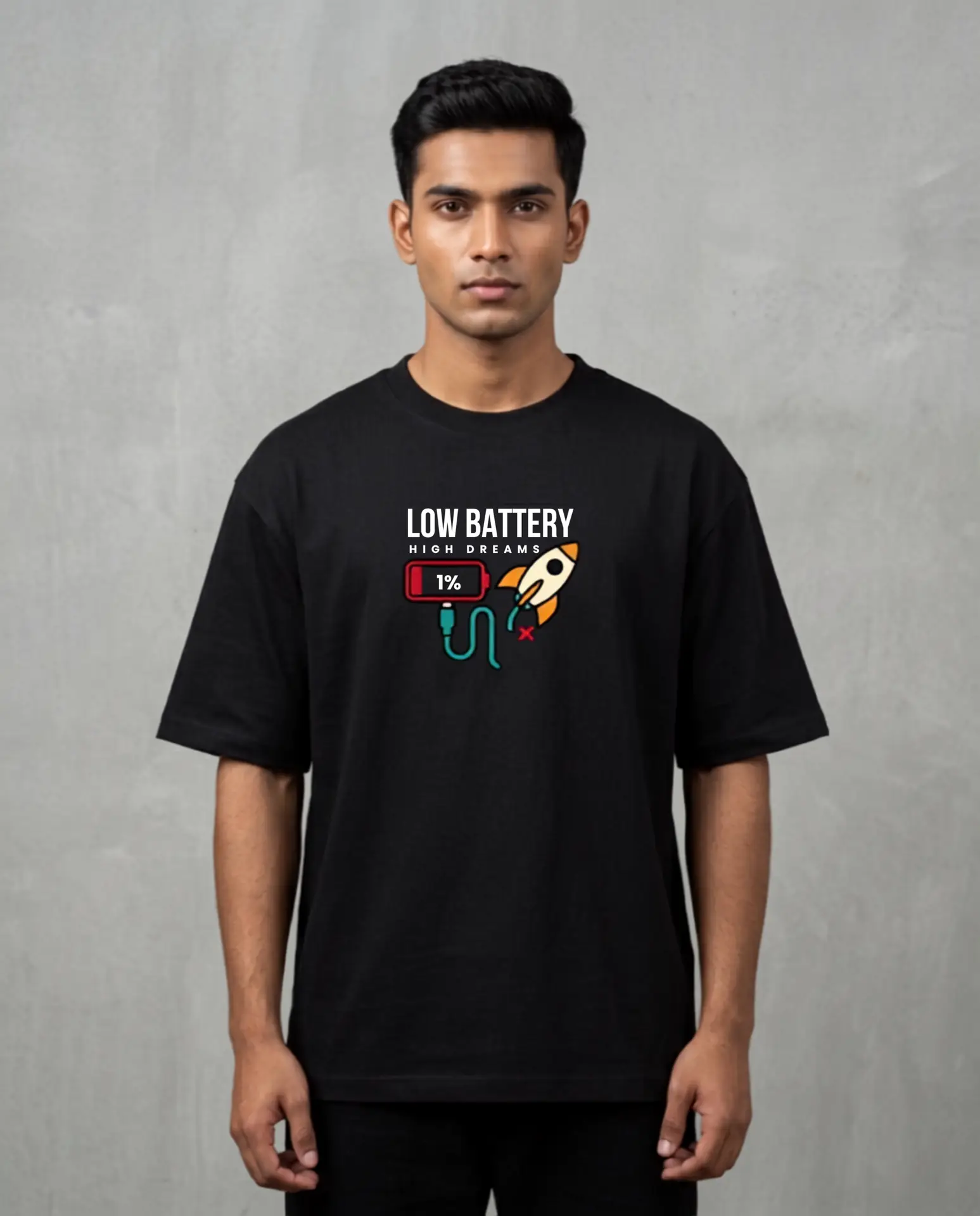 Low Battery High Dreams - Heavyweight Oversized Tee
